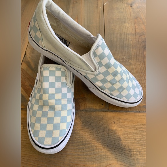 Vans Other - Size: Men’s 8, Women’s 9.5, Vans Slip On Checkerboard Light Blue and White